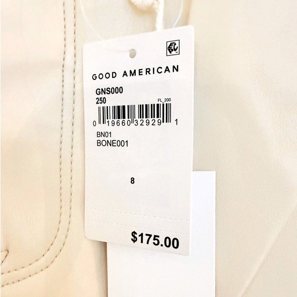 GOOD AMERICAN Better Than Leather Good Icon Pants Bone Cream Size 8 Faux - Picture 3 of 16